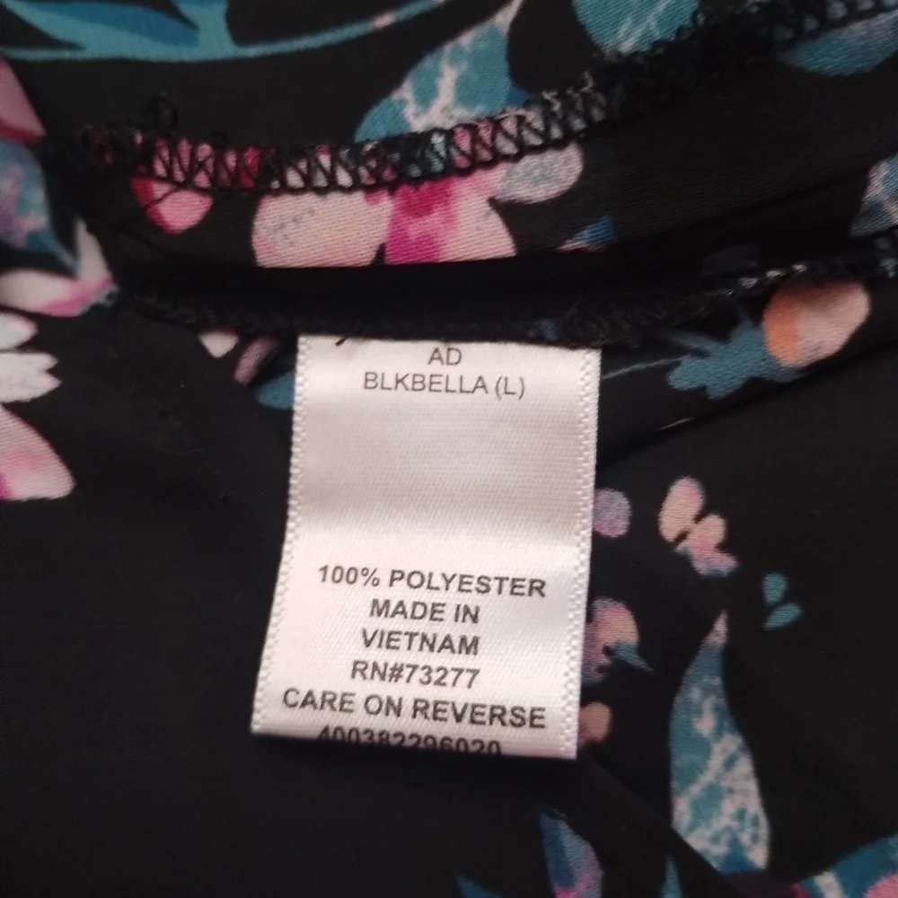 Elle women's size large long sleeve floral button up blouse shirt top - Picture 8 of 8